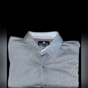 Butter Cloth Shirt Mens 2XL Gray Geometric Regular Fit Performance Stretch